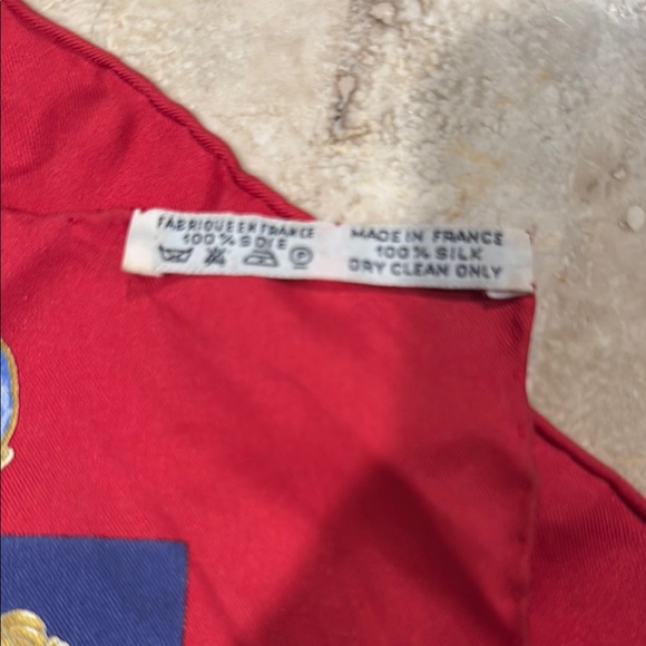 Hermes Silk Red & Blue Equestrian Print Scarf - Picture 4 of 6